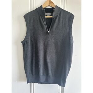 Mens 100% Supima Cotton Quarter Zip Sweater Vest Gray Medium Daniel‎ Cremieux